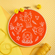 Load image into Gallery viewer, Charming Chickens Embroidery Kit by Hawthorn Handmade