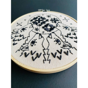Folk Wolves Embroidery Kit - Black