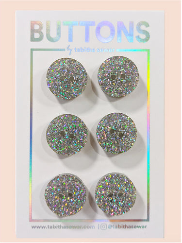 Silver Holographic Glitter Circles - Small - 6 pack