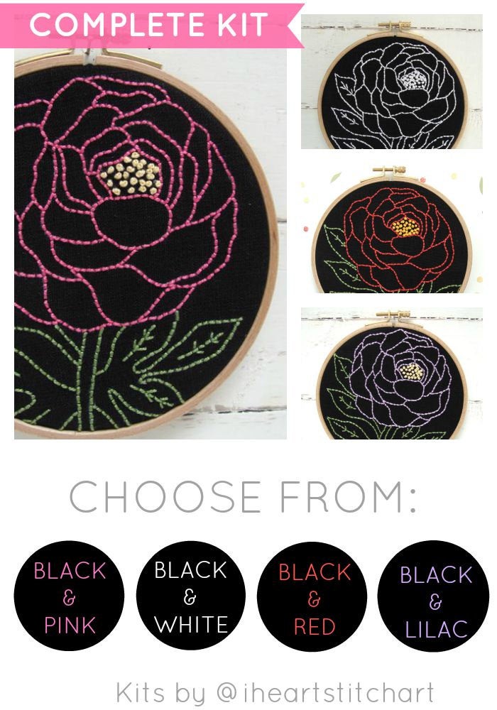 PEONY - Complete DIY Embroidery Kit