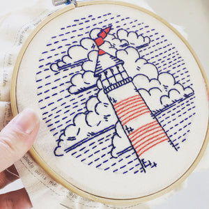 LIGHTHOUSE AND CLOUDS - COMPLETE EMBROIDERY KIT