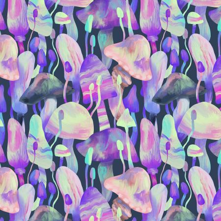 Luminous Daydream (Digiprint) - RJR Fabrics - By The 1/4 m - Porcini - Psychedelic Navy